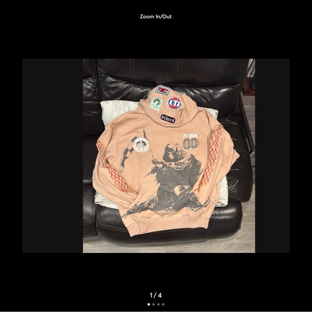 THRD Graphic Hoodie with Patches - Peach